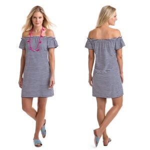 Vineyard Vines Off Shoulder Dress Blue Size Small